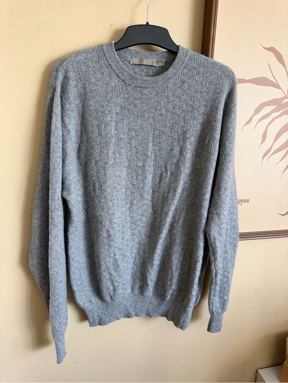 RAFFI Linea Uomo 100% Pure Cashmere Grey Sweater Knit Jumper Vintage Size L